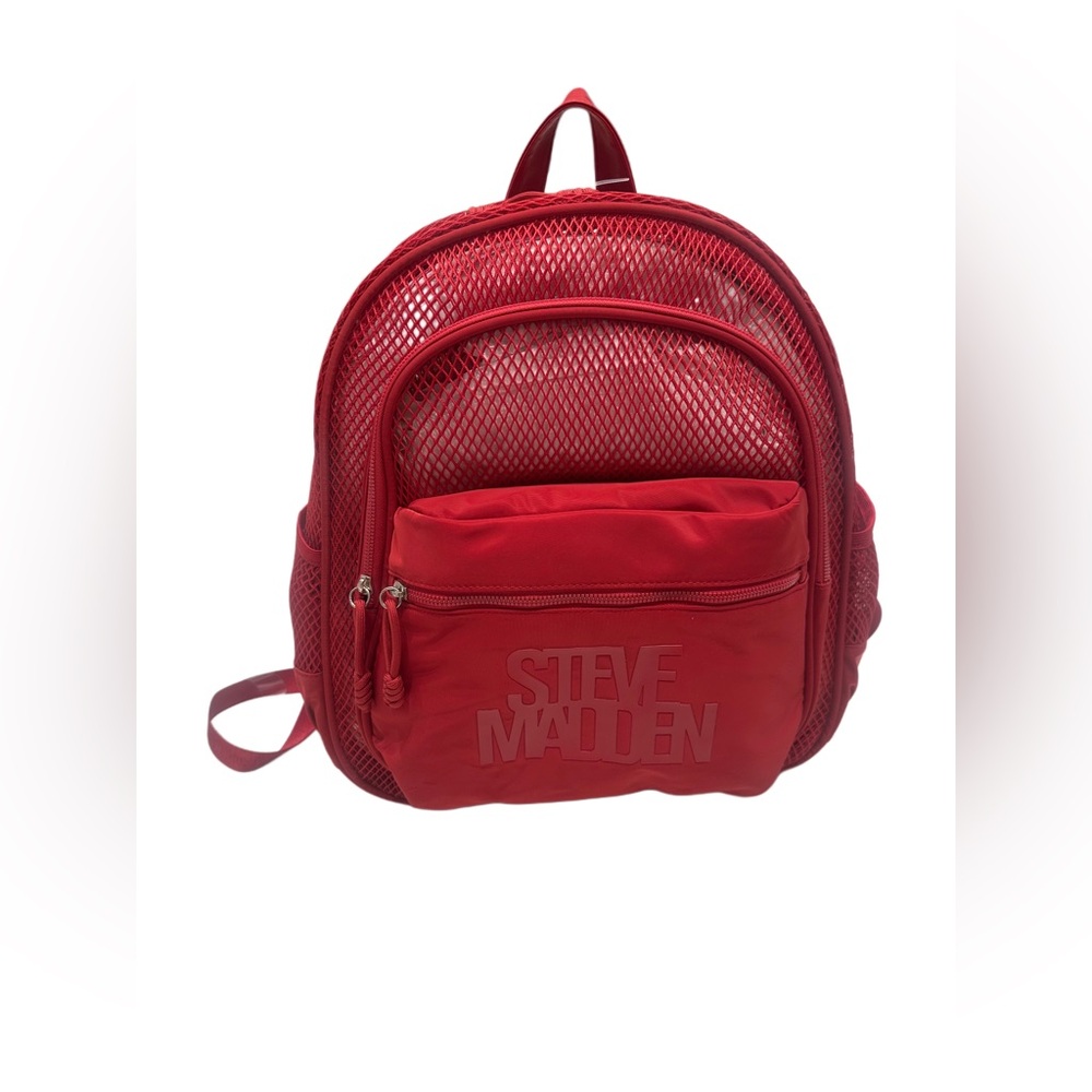 Steve Madden Unisex BSuki Red Mesh Backpack with Laptop Case NWT